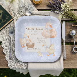 A Silly goose Blue baby shower Papieren Bordje