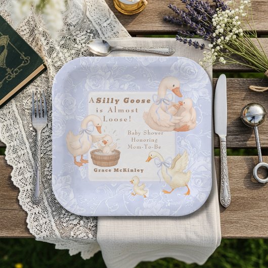 A Silly goose Blue baby shower Papieren Bordje