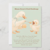 A silly Goose Green Baby Food Challenge Game Sign Kaart (Voorkant)