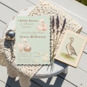 A Silly Goose is Almost Loose green Baby Shower Kaart