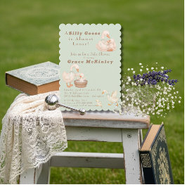 A Silly Goose is Almost Loose green Baby Shower Kaart