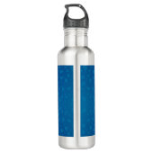 A silver stainless steel water bottle with a sleek waterfles (Achterkant)