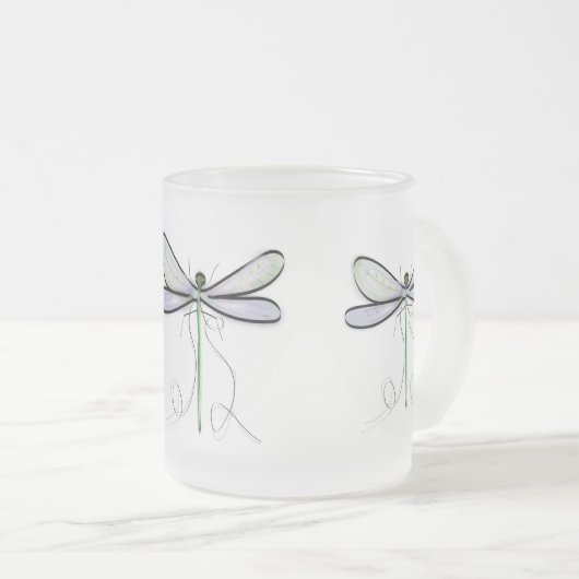 A SIMPLE DRAGONFLY FROSTED MUG MATGLAS KOFFIEMOK (Voorkant rechts)