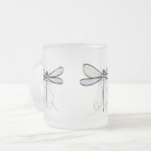 A SIMPLE DRAGONFLY FROSTED MUG MATGLAS KOFFIEMOK (Voorkant links)