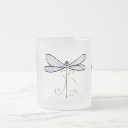 A SIMPLE DRAGONFLY FROSTED MUG MATGLAS KOFFIEMOK (Center)