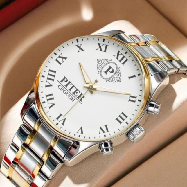 A simple Personalized Name Initial Monogram  Horloge (Creator heeft geüpload)