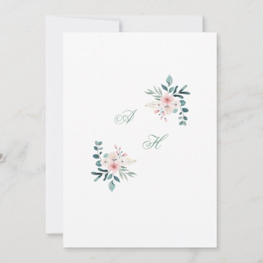 A simple watercolor wedding invitation card kaart (Achterkant)