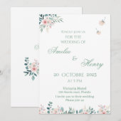 A simple watercolor wedding invitation card kaart (Voorkant / Achterkant)