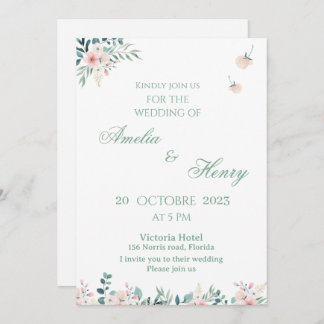 A simple watercolor wedding invitation card kaart