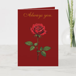 A Single Red Rose With Morning Dew  Kaart