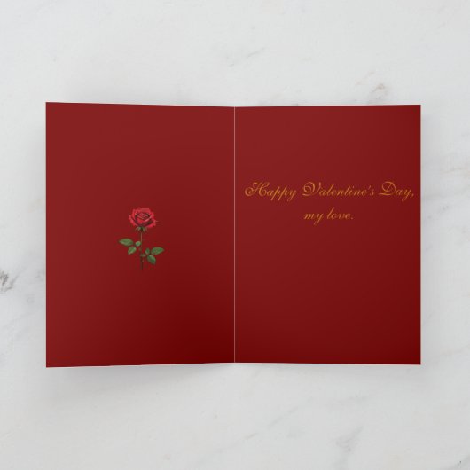 A Single Red Rose With Morning Dew  Kaart (Binnen)