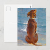A sitting brown dog by P.S. Kroyer Briefkaart (Voorkant / Achterkant)