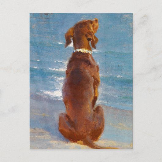 A sitting brown dog by P.S. Kroyer Briefkaart (Voorkant)