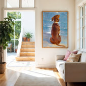 A sitting brown dog by P.S. Kroyer Poster