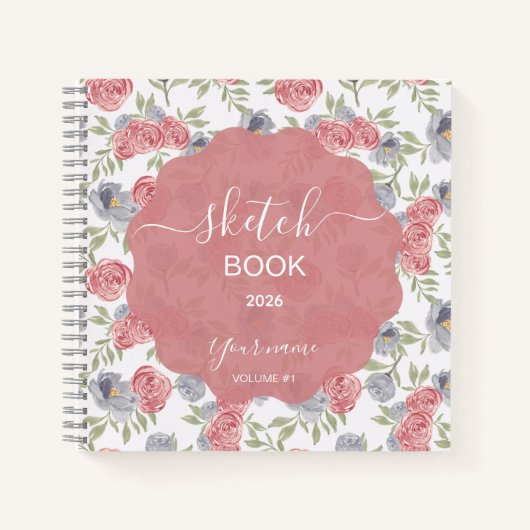 A Sketchbook in Cool, Earthy Roses Notitieboek (Voorkant)