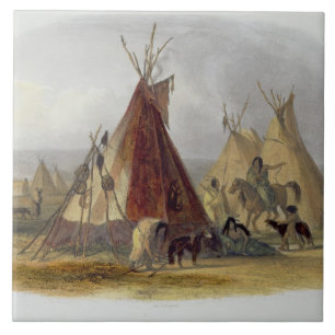 A Skin Lodge of an Assiniboin Chief, bord 16 van Tegeltje