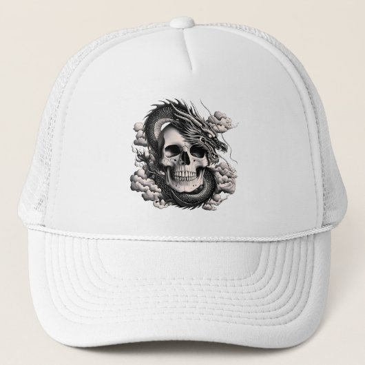 A SKULL AND A DRAGON Trucker Hat Pet (Voorkant)