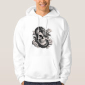 A skull with a Chinese dragon in black and white Hoodie (Voorkant)