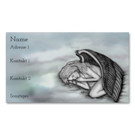 A Slaappe Angel-Visitekaartjes Magnetisch Visitekaartje (Voorkant)
