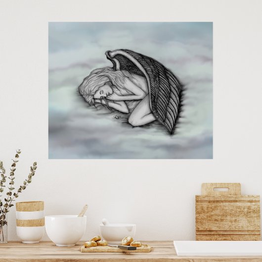 A sleeping Angel on the heavens clouds Poster (Keuken)