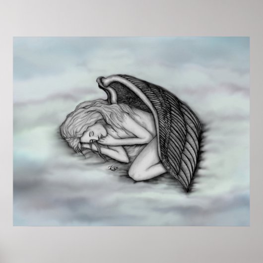 A sleeping Angel on the heavens clouds Poster (Voorkant)
