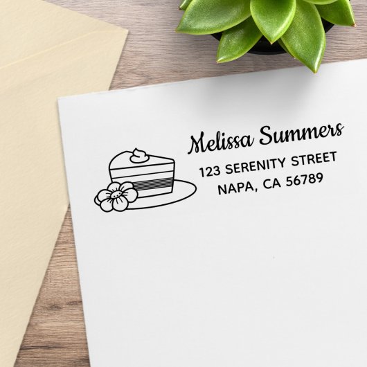 A Slice of Cake on a Plate Address Rubberstempel