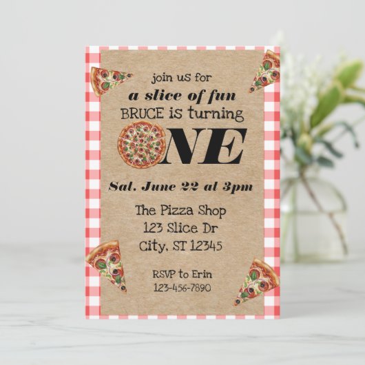 A Slice of Fun 1st Birthday Kaart (Staand voorkant)