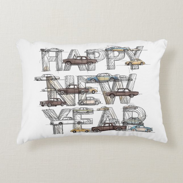 a smart happy new year design for cars lovers  accent kussen (Voorkant)