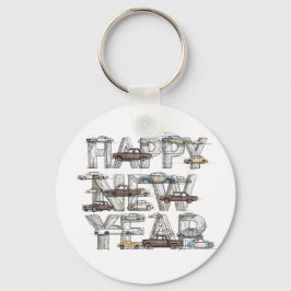a smart happy new year design for cars lovers  sleutelhanger