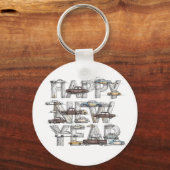 a smart happy new year design for cars lovers sleutelhanger (Voorkant)