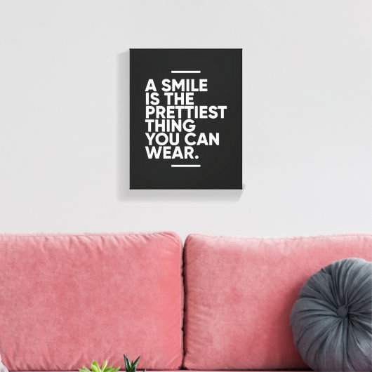 A Smile Is The Prettiest Thing | Inspirational Canvas Afdruk (Insitu (Woonkamer))