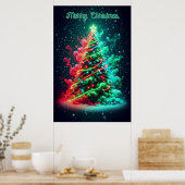 A Smoky red and Green Christmas Tree 24x36 Wall Poster (Keuken)