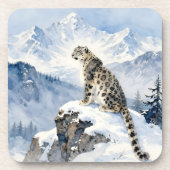 A Snow Leopard on Snowy Peak Bier Onderzetter (Voorkant)