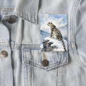 A Snow Leopard on Snowy Peak Button (Insitu)