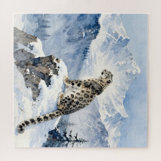 A Snow Leopard on Snowy Peak Legpuzzel (Horizontaal)