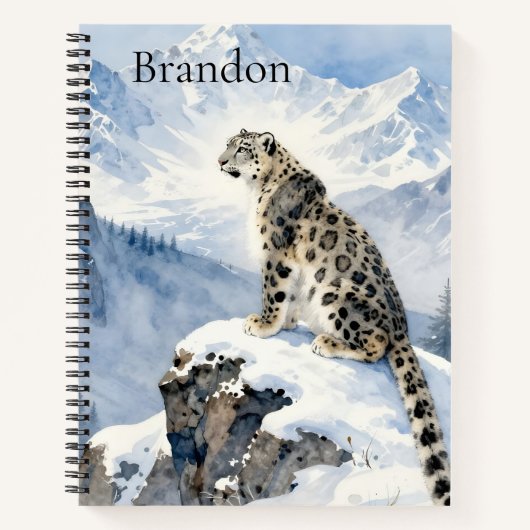 A Snow Leopard on Snowy Peak Personalized Notitieboek (Voorkant)