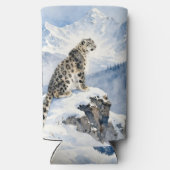 A Snow Leopard on Snowy Peak Personalized Seltzer Blikjeskoeler (Achterkant)