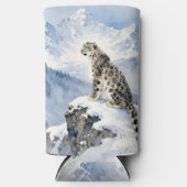 A Snow Leopard on Snowy Peak Personalized Seltzer Blikjeskoeler (Voorkant)