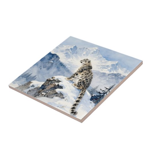 A Snow Leopard on Snowy Peak Personalized Tegeltje (Zijkant)