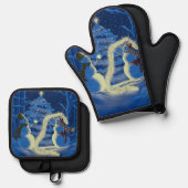 A Snowman Christmas Ovenwant & Pannenlap Set (Voorkant / Achterkant)