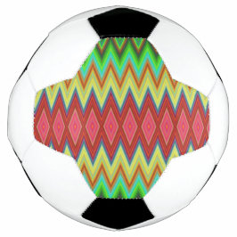 A soccer ball with vibrant, multicolored chevron  voetbal