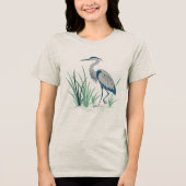 A Solitary Heron Standing Gracefully Tri-Blend Shirt (Voorkant)