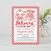 A Special Delivery is on the way Baby Invitation Kaart (Staand voorkant)