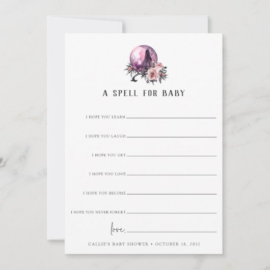A Spell for Baby Halloween Baby Shower Wishes Card Kaart (Voorkant)