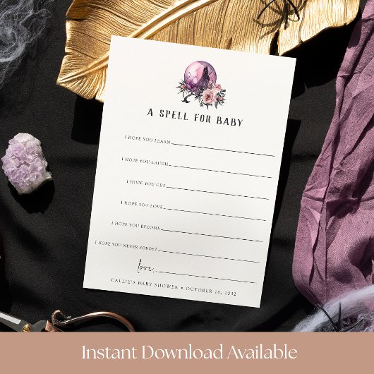A Spell for Baby Halloween Baby Shower Wishes Card Kaart