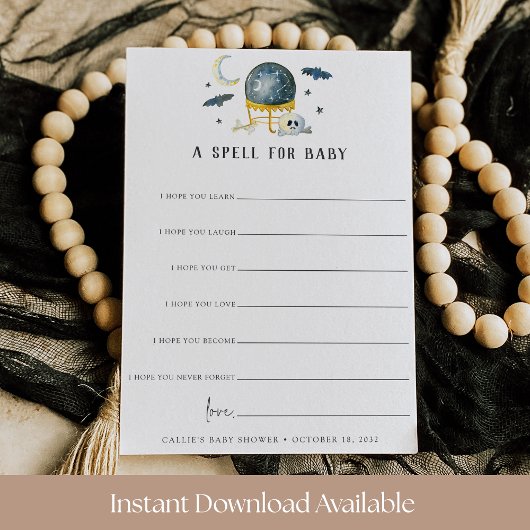 A Spell for Baby Halloween Baby Shower Wishes Card Kaart