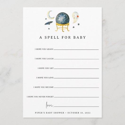 A Spell for Baby Halloween Baby Shower Wishes Card Kaart (Voorkant)