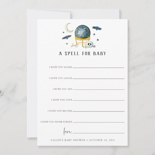 A Spell for Baby Halloween Baby Shower Wishes Card Kaart (Voorkant)