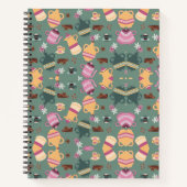 A spiral-bound notebook with a playful pattern notitieboek (Voorkant)