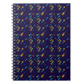 A spiral notebook with a dark blue cover  notitieboek (Voorkant)